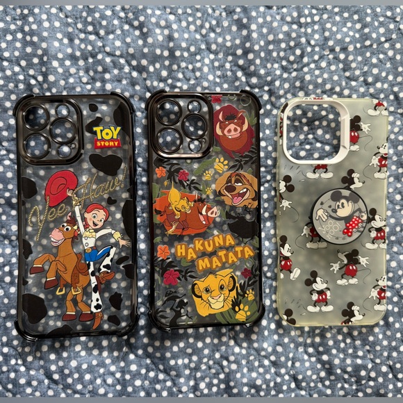 Temu Accessories - Disney Toy Story and Lion King Phone Cases - Black, Gray, Red (set of 3)
